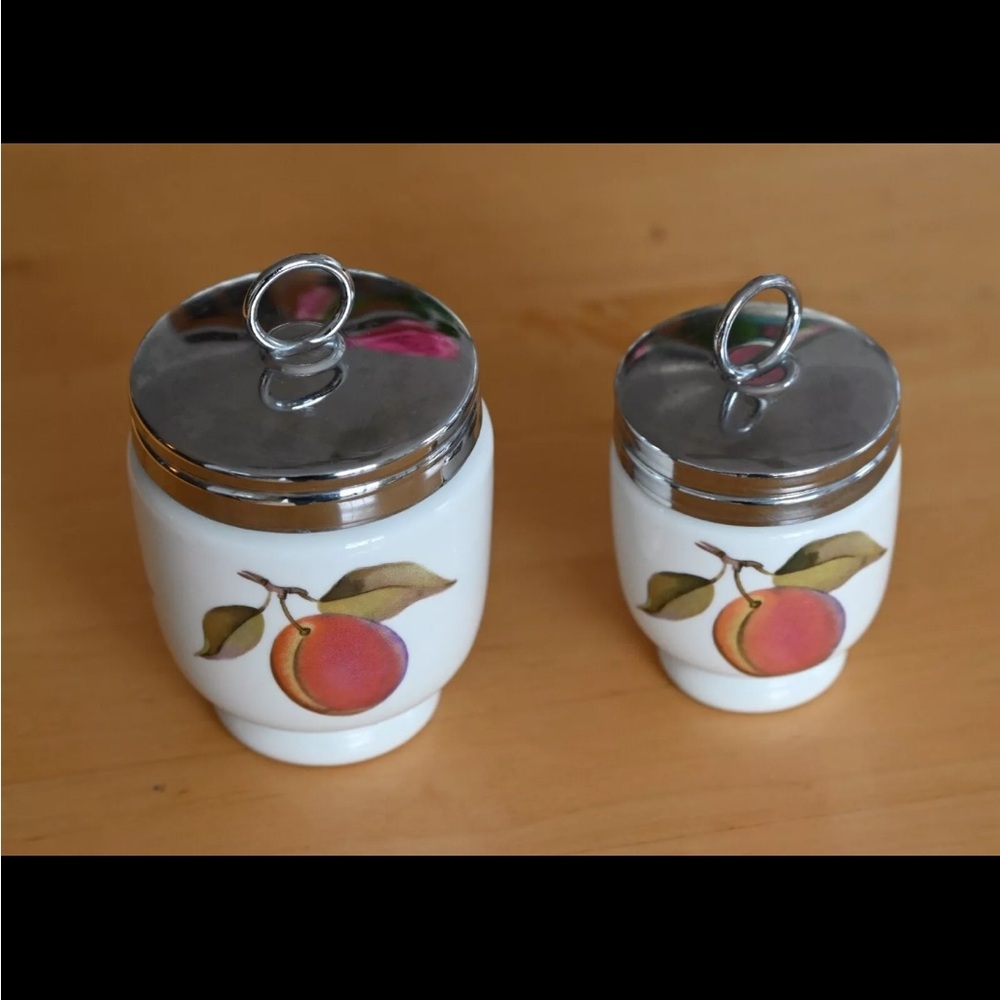 Royal Worcester Evesham Fine Porcelain Pair of‎ Egg Coddlers Vintage